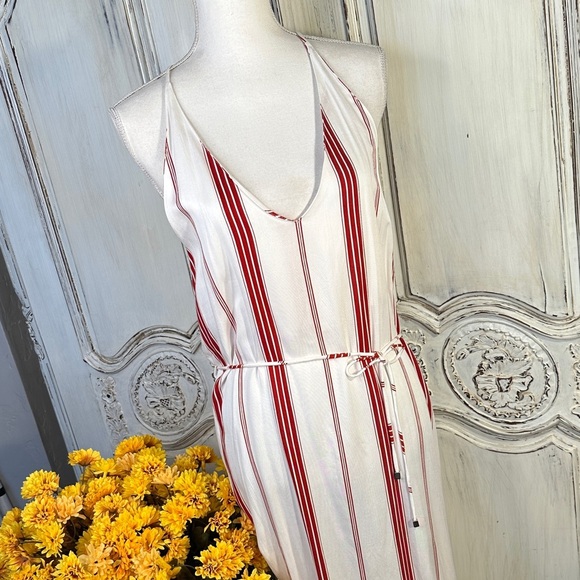 Faithful Striped Red and White with spaghetti straps Women's Maxi Dress - Picture 2 of 11